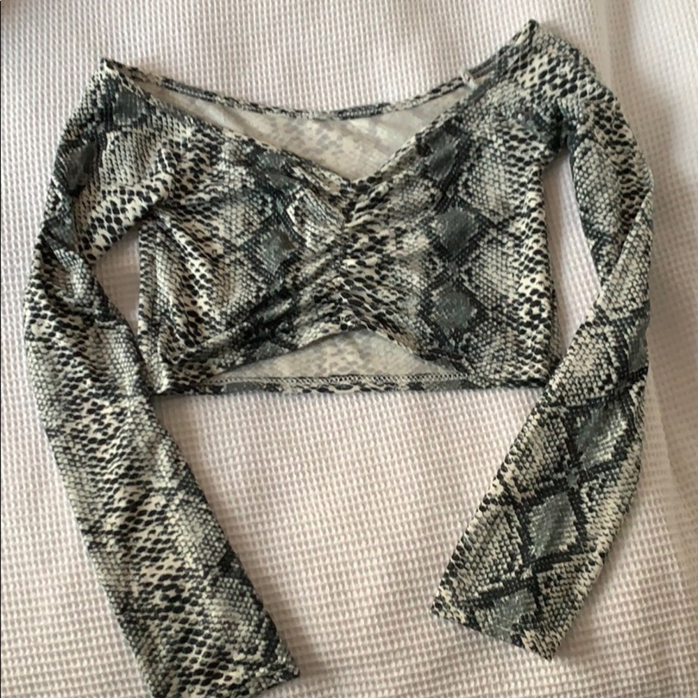 Snake skin long sleeve top